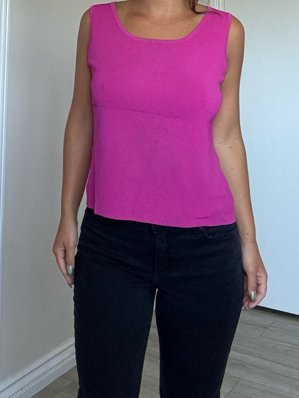 Cable & Gauge Women's Sleeveless Scoop Neck Tank Top - Hot Pink